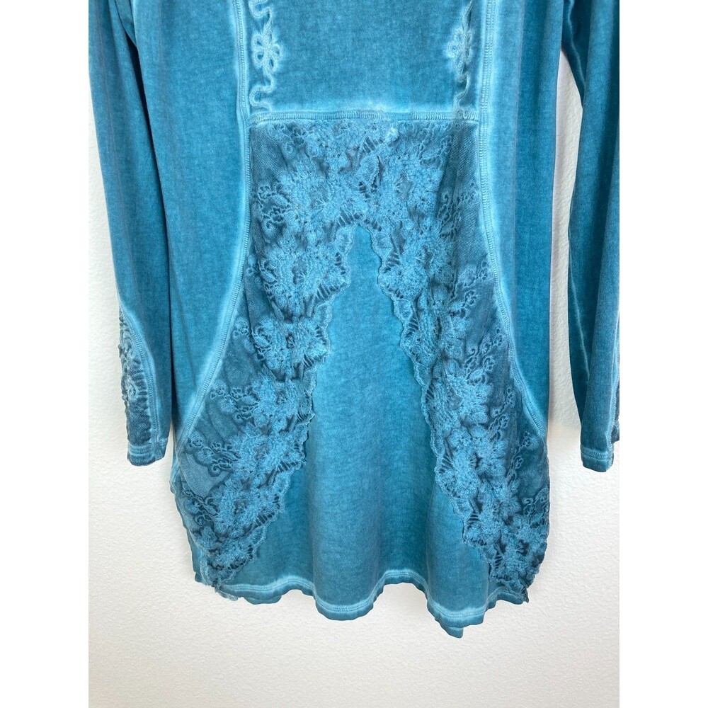 Gretty Zueger Women's Cotton Mini Dress M Green Lace Embroidered Grunge Artsy - Picture 5 of 7